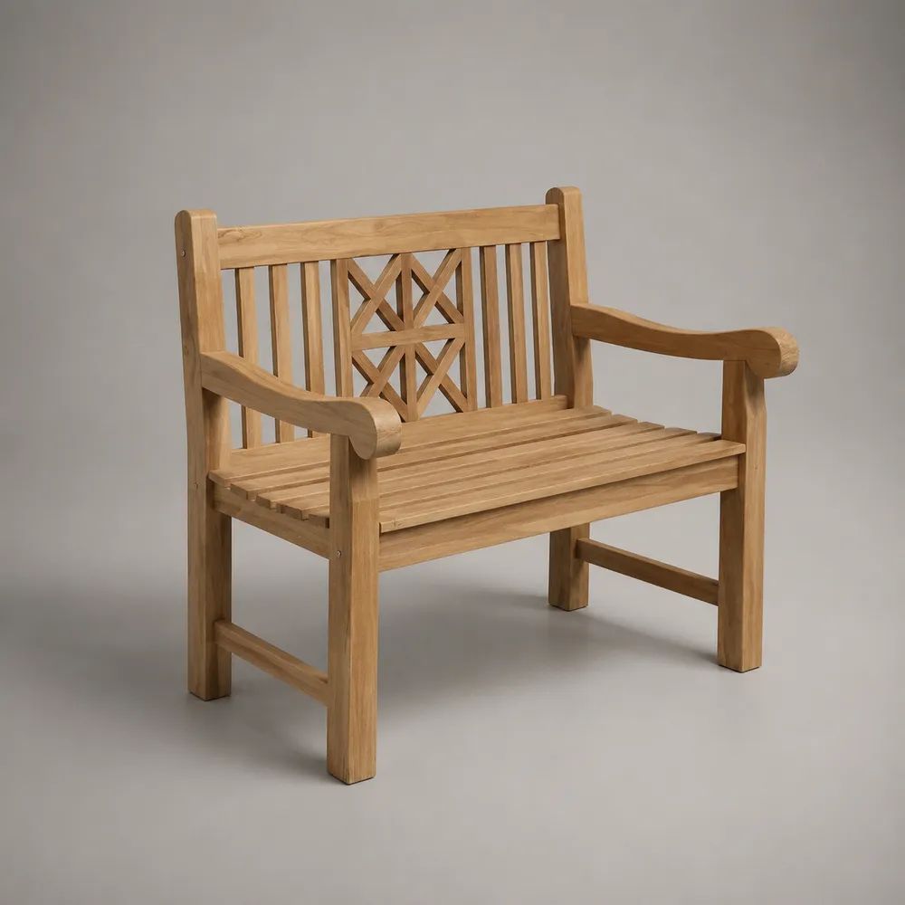 Banc de jardin extérieur 2 places en bois massif, brun naturel, 120 × 60 × 90 cm