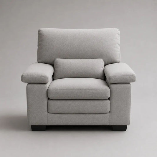 Fauteuil rembourré 1 place en polyester gris clair et noir avec coussin lombaire, 108 × 94 × 96 cm